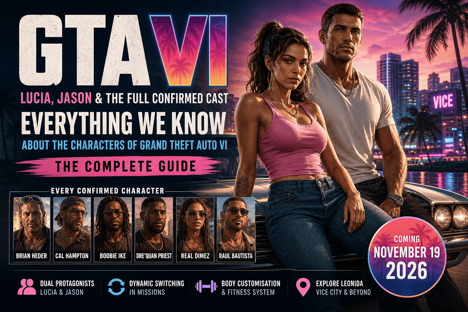GTA 6 Characters — Lucia, Jason, and the Full Confirmed Cast of Grand Theft Auto VI
