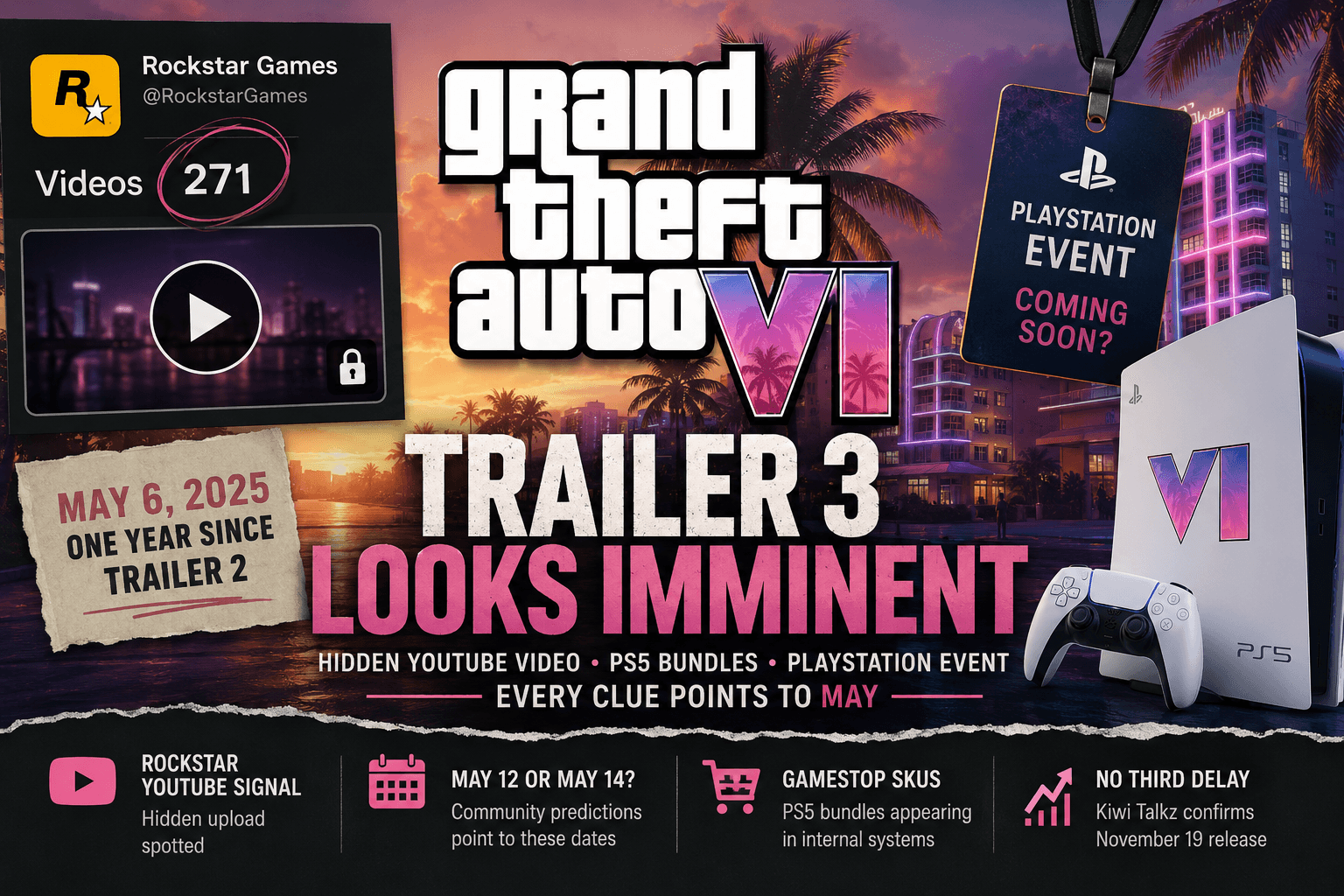Hidden Rockstar Video, PS5 Bundle Leaks, a PlayStation Event — GTA 6 Trailer 3 Looks Imminent